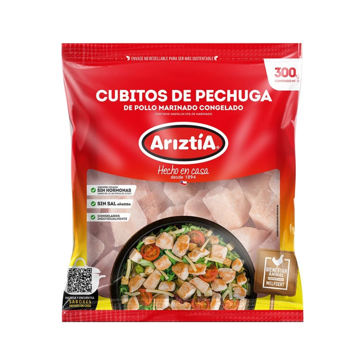 ARIZTIA - Cubitos de Pollo Congelados Ariztia 300 g