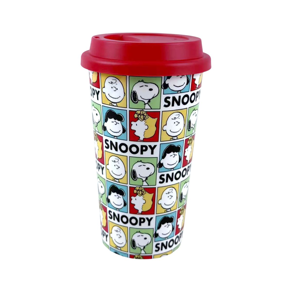 SNOOPY - Vaso Con Tapa Snoopy Rojo