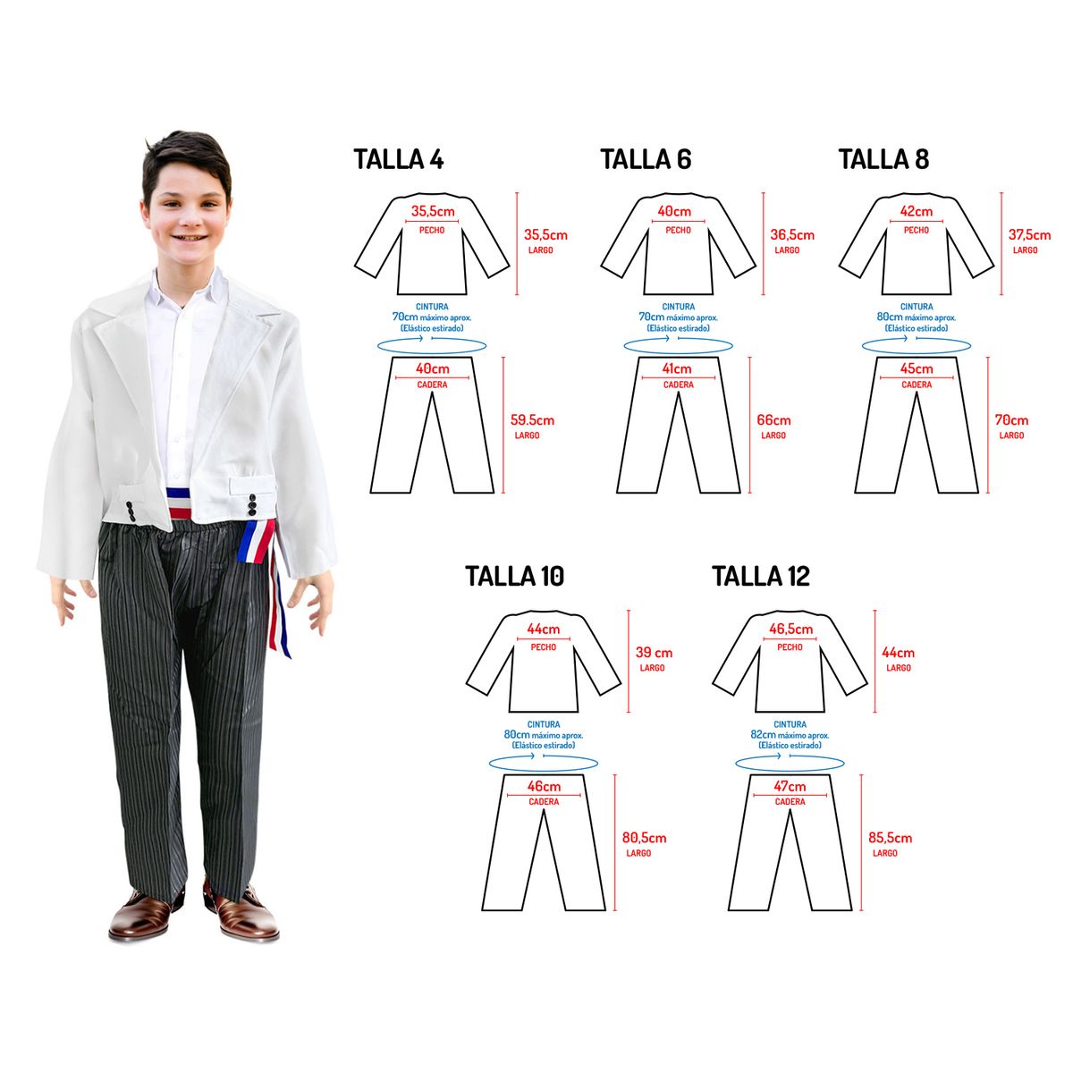 FECO - TRAJE HUASO ELEGANTE T6 BLANCO UN.