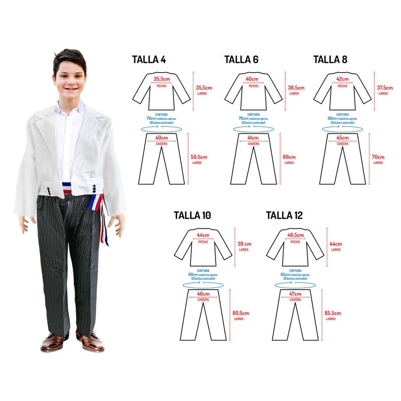 FECO - TRAJE HUASO ELEGANTE T10 BLANCO UN.