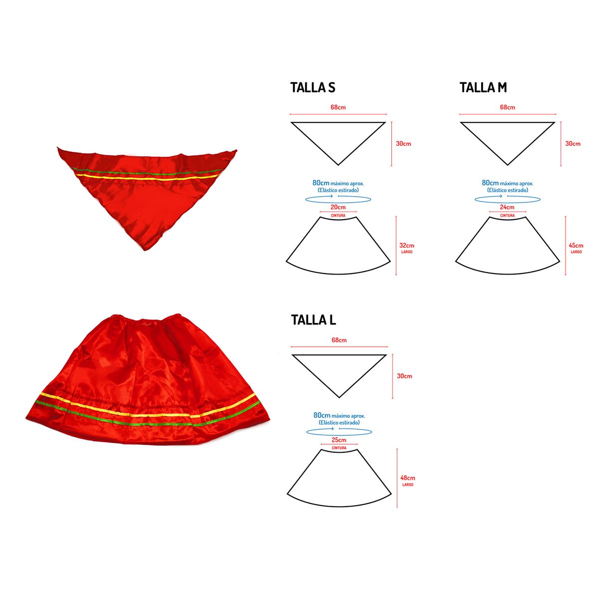 FECO - TRAJE NORTINO MUJER ROJO S UN.
