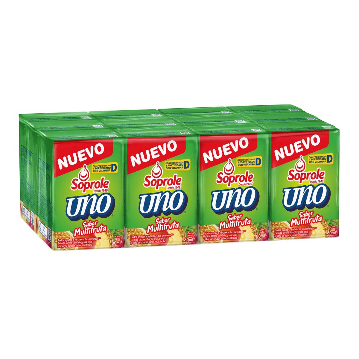 SOPROLE - Pack Probióticos Uno Sabor Multifruta Soprole 12 x 80 ml