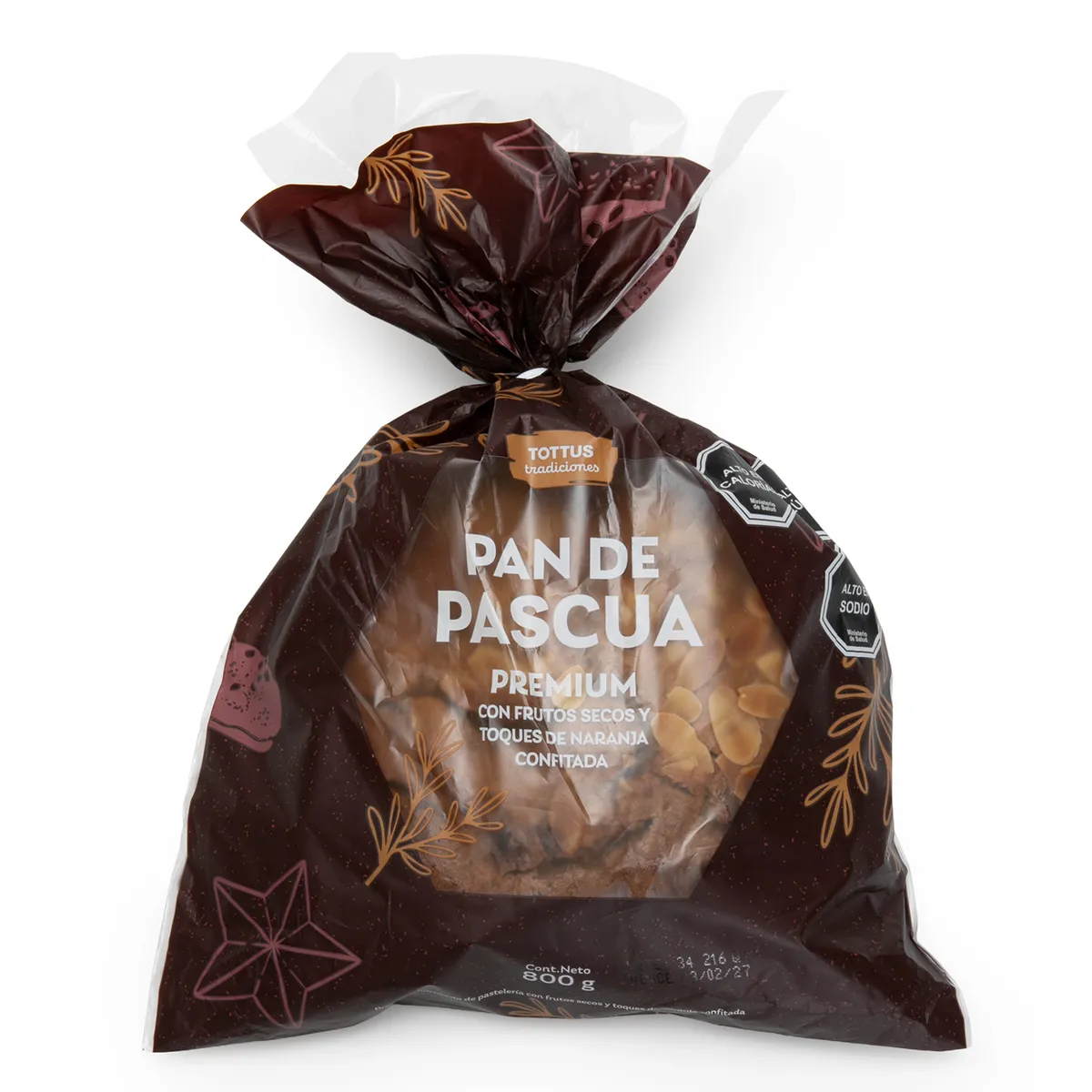 TOTTUS PREMIUM - Pan de Pascua Frutos Secos Tottus Premium 800 g