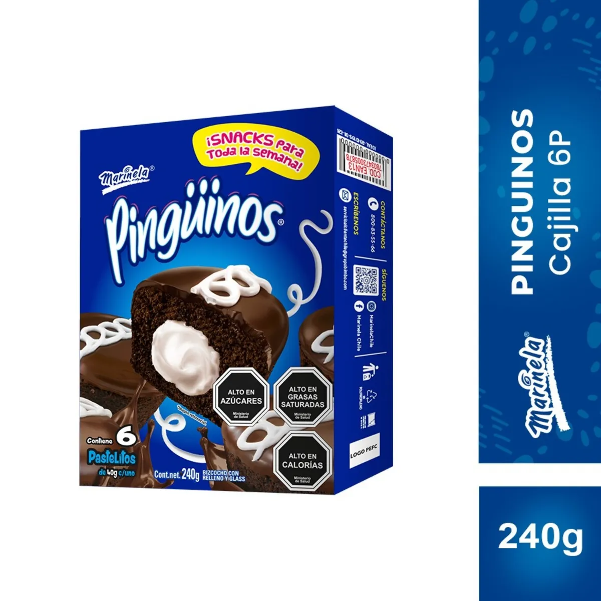 MARINELA - Pinguinos Rellenos Marinela 6 Un