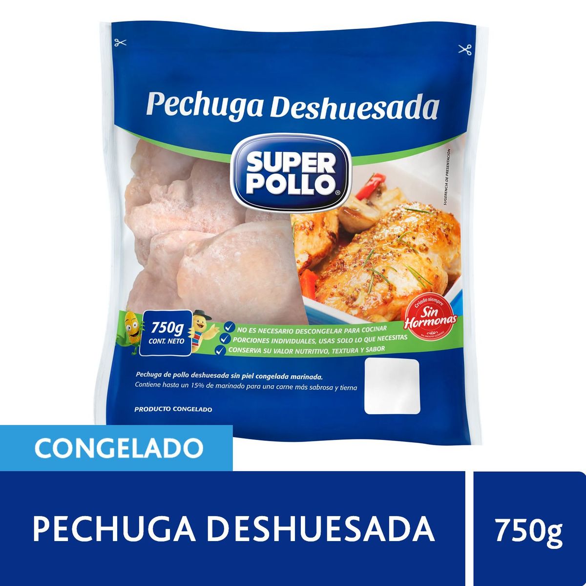 SUPER POLLO - Pechuga de Pollo Deshuesada Congelada Super Pollo 750 g