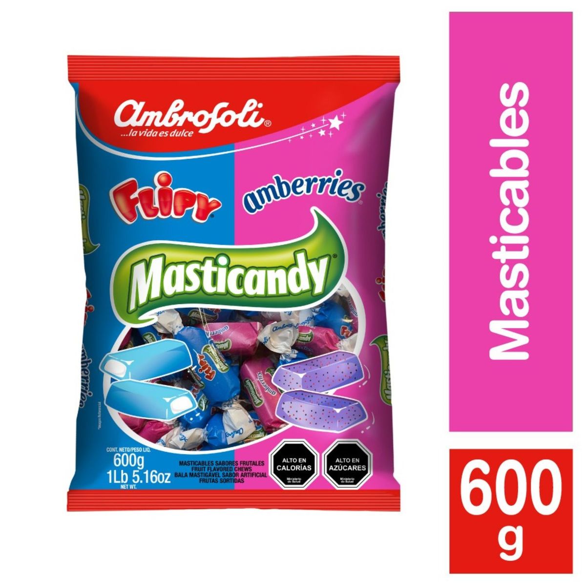 AMBROSOLI - Caramelos Masticables Masticandy Flipy y Amberries Ambrosoli 600 g