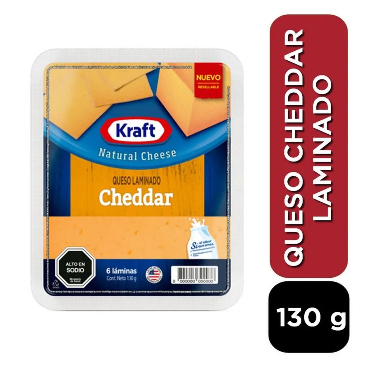 KRAFT - Queso Cheddar Laminado Kraft 130 g