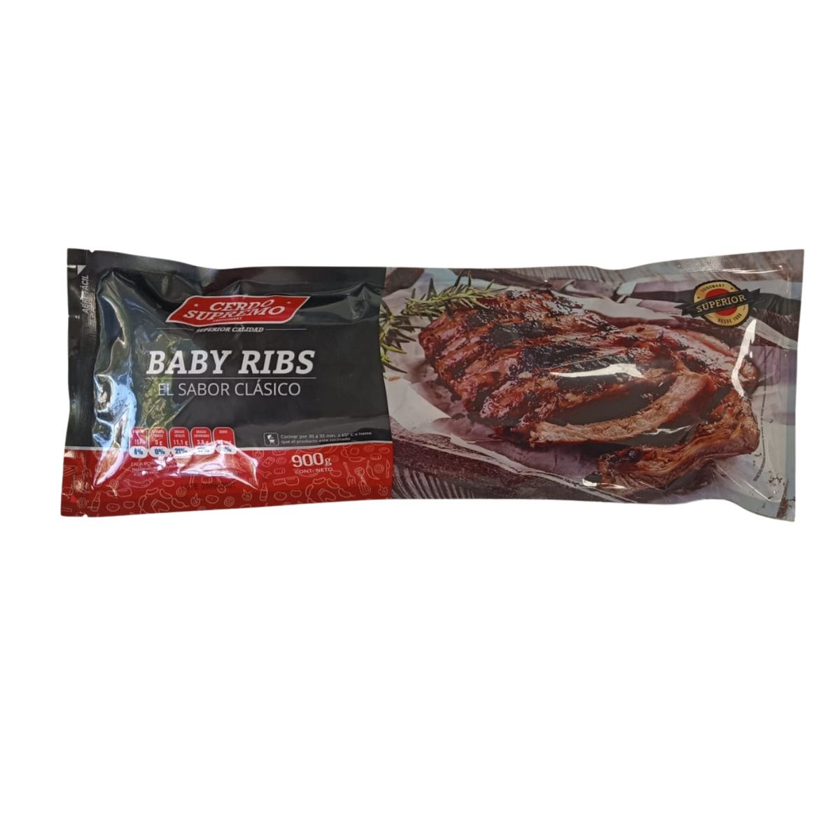 CERDO SUPREMO - Costillas de Cerdo Baby Ribs Congeladas Cerdo Supremo 900 g