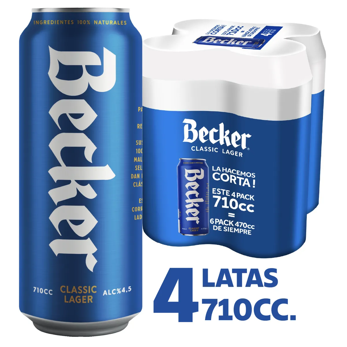 BECKER - Pack Cerveza Becker Classic Lager Lata 4.5° 4 x 710 ml