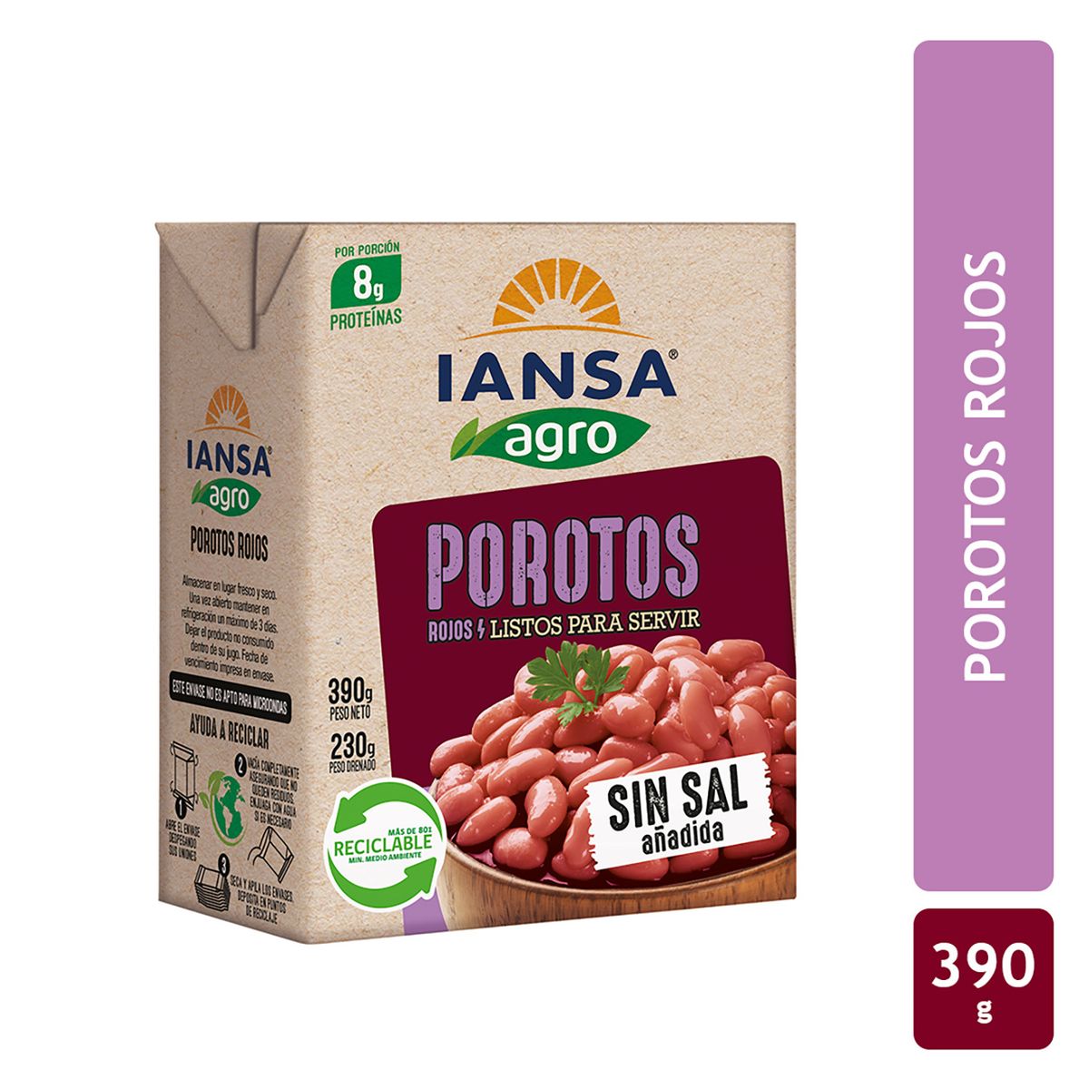IANSA AGRO - Porotos Rojos Sin Sal Iansa Agro 390 g