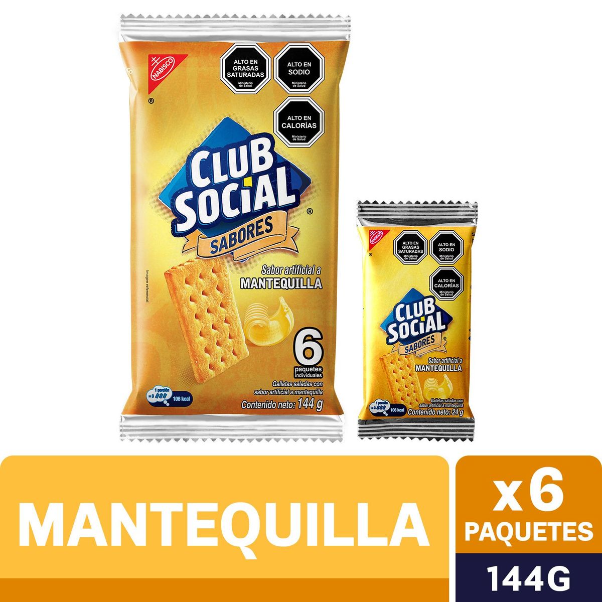 CLUB SOCIAL - Pack Galletas Club Social Sabor Mantequilla 6 x 24 g