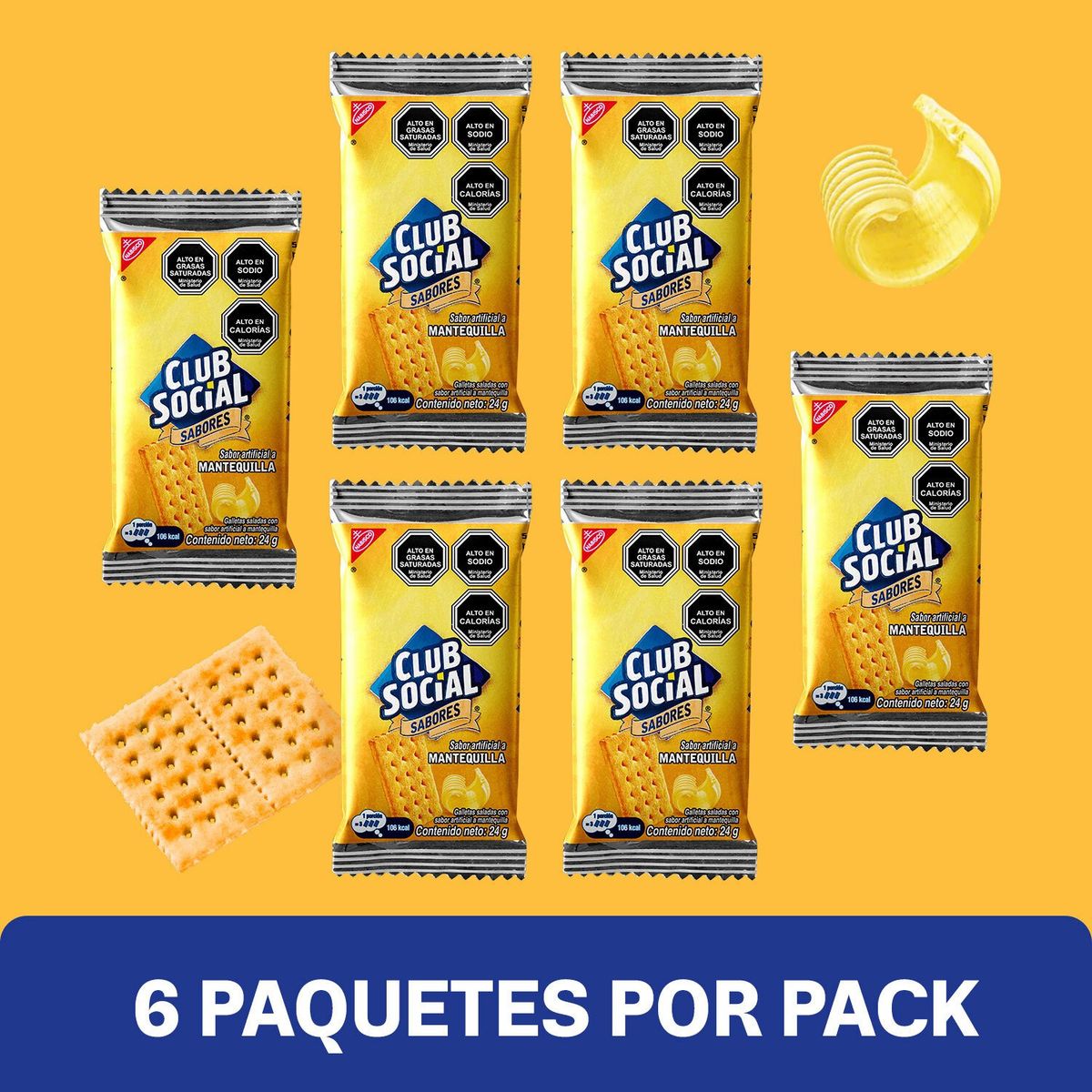 CLUB SOCIAL - Pack Galletas Club Social Sabor Mantequilla 6 x 24 g