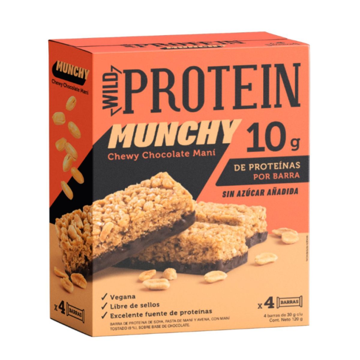 WILD PROTEIN - Barras de Proteínas Munchy Chocolate y Maní Wild Protein 4 Un