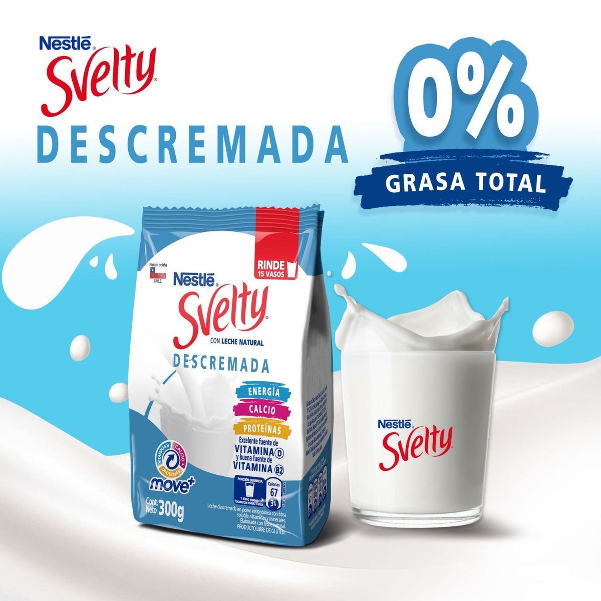 SVELTY - Leche en Polvo Descremada Svelty 300 gr