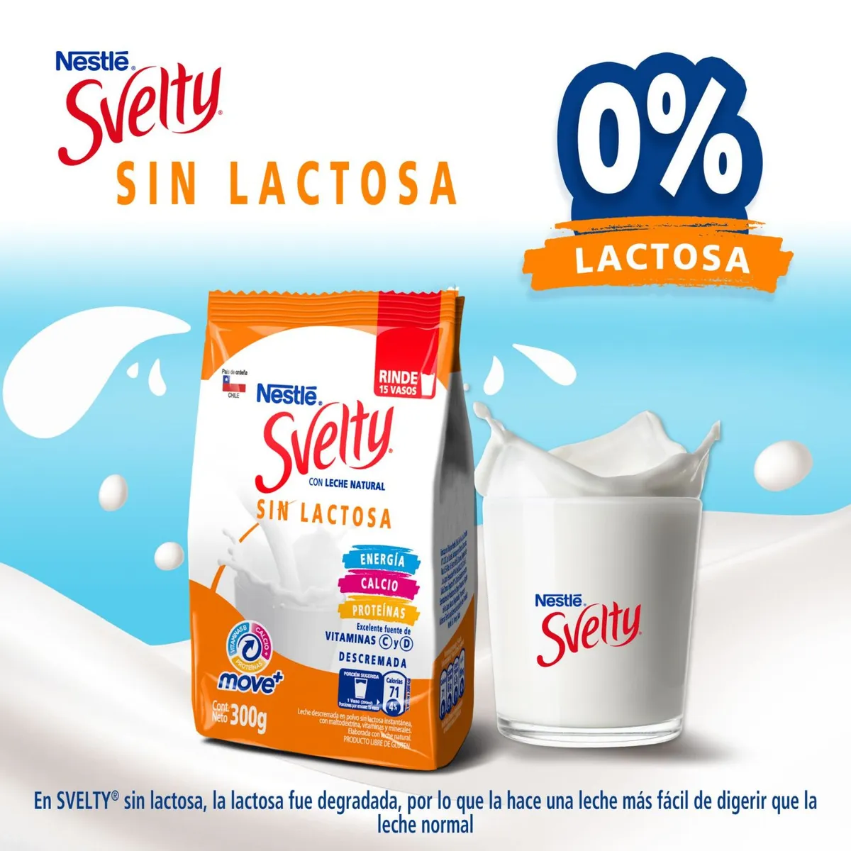 SVELTY - Leche en Polvo Descremada Sin Lactosa Svelty 300 gr