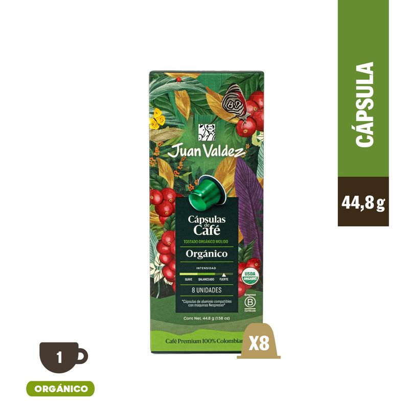 JUAN VALDEZ - Cápsulas de Café Juan Valdez Orgánico 8 un