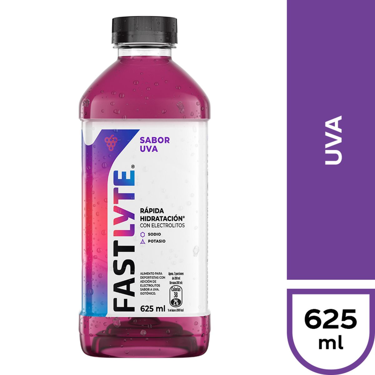 FASTLYTE - Bebida Isotónica Fastlyte Uva 625 cc