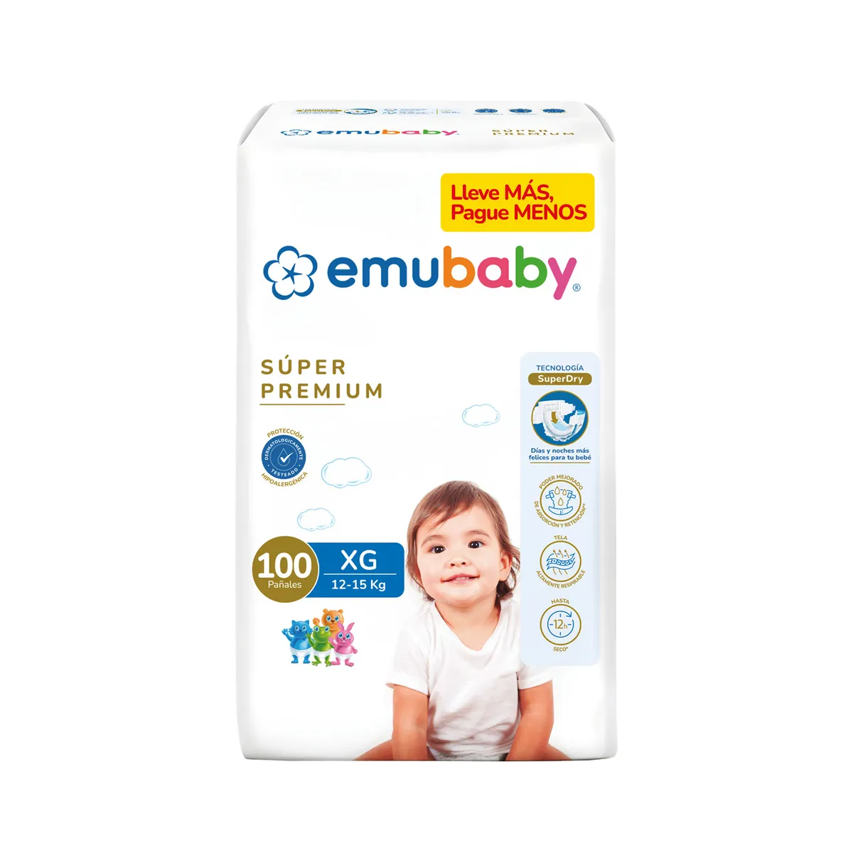 EMUBABY - Pañales Bebé Emubaby Súper Premium XG 100 Un