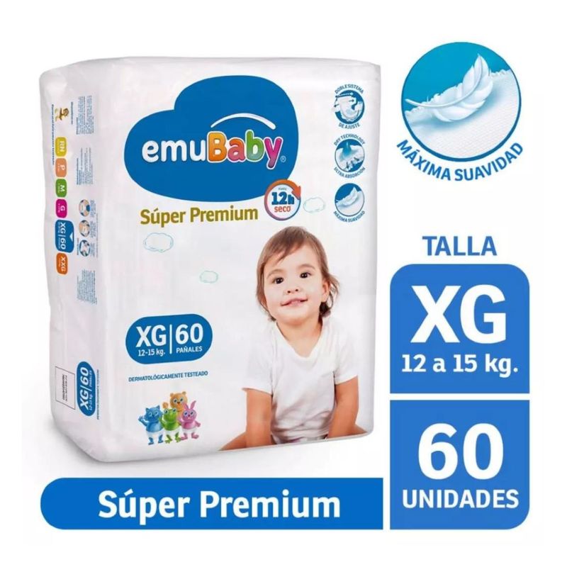 EMUBABY - Pañales Emubaby Super Premium XG 60 Un