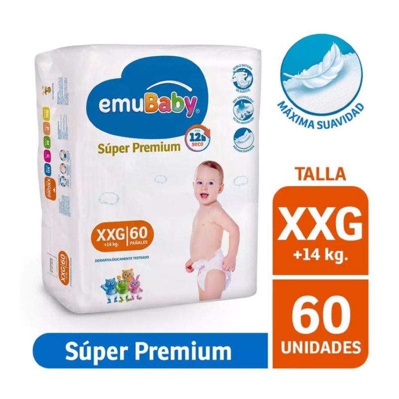 EMUBABY - Pañales Emubaby Super Premium XXG 60 Un