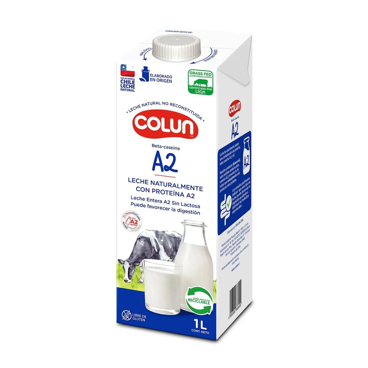 COLUN - Leche Entera A2 Sin Lactosa Colun 1 L