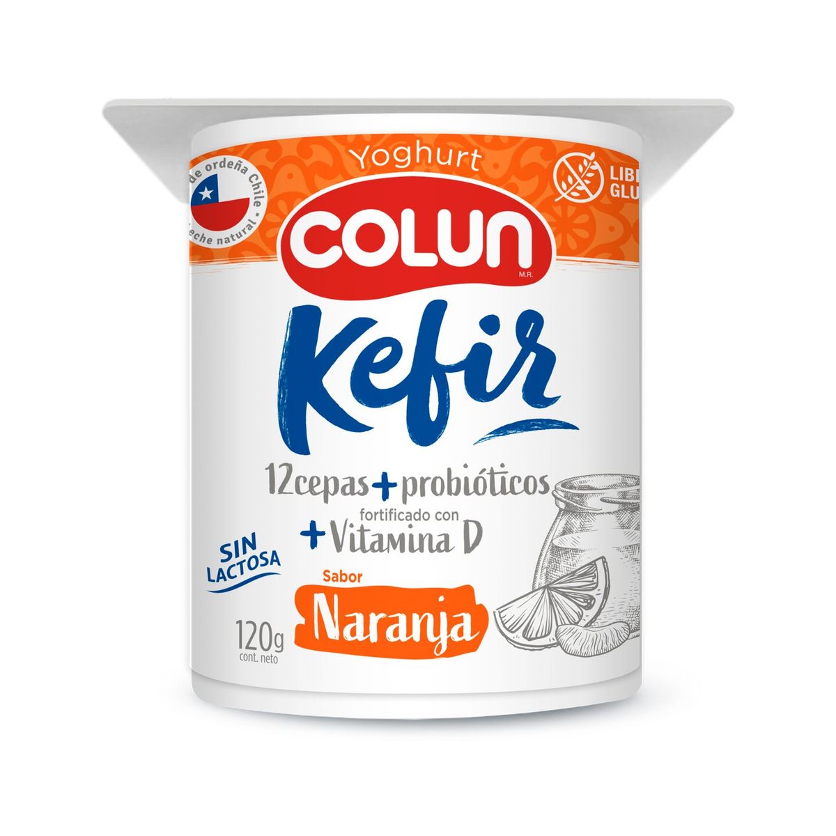 COLUN - Yoghurt Kefir Sabor Naranja Colun 120 g