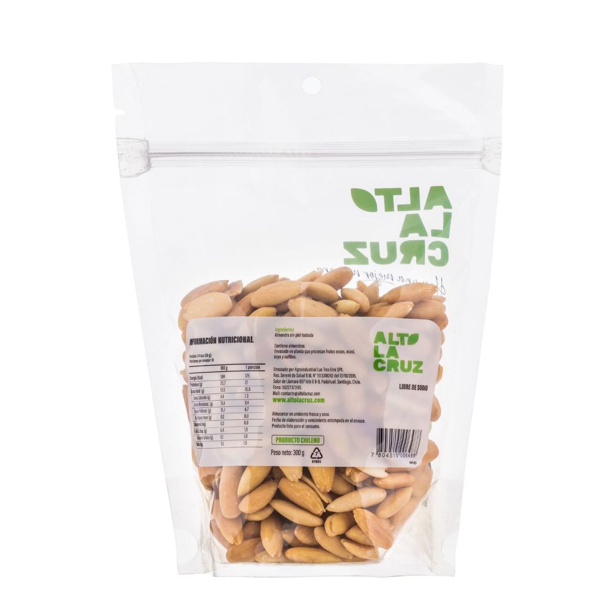 ALTO LA CRUZ - Almendras Sin Piel Tostada Alto La Cruz 300 g