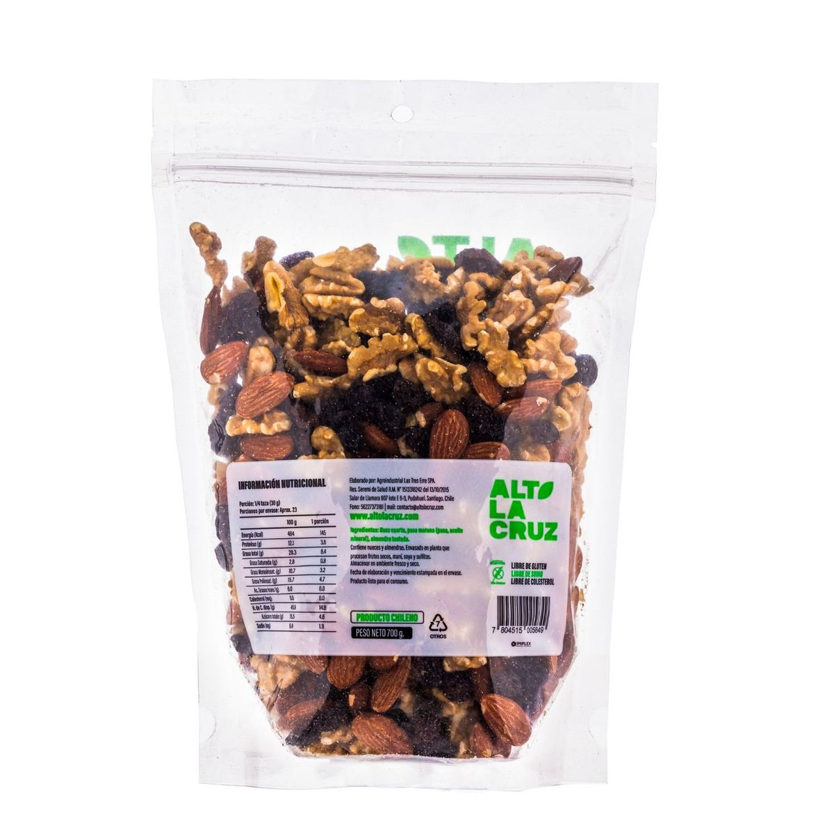 ALTO LA CRUZ - Mix de Frutos Secos Nuez, Pasas y Almendras Alto La Cruz 700 g