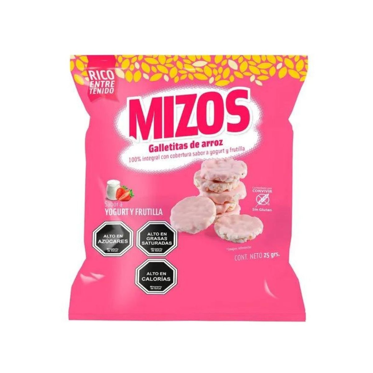 MIZOS - Galleta de Arroz Mizos Yogurt Frutilla 25 g