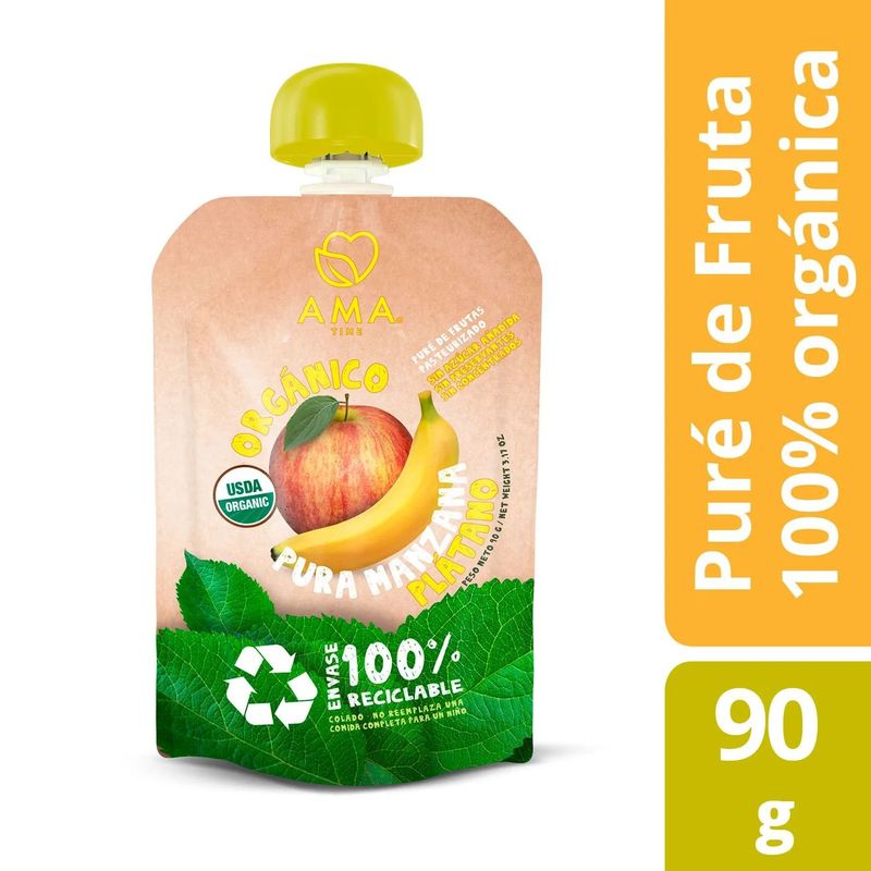 AMA - Puré de Manzana y Plátano Orgánico Ama 90 g
