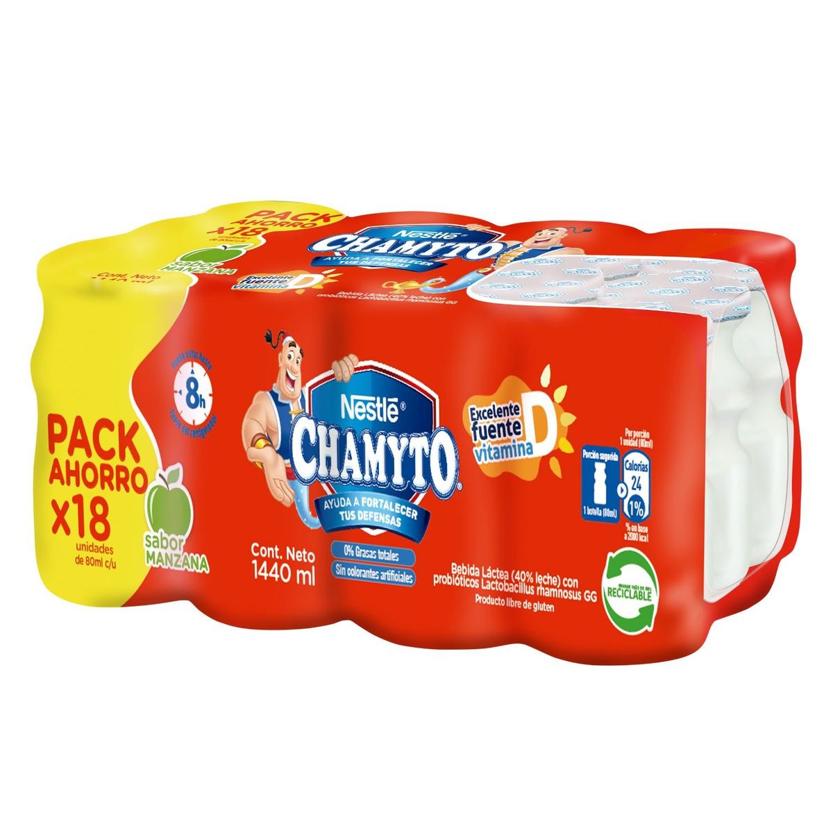 CHAMYTO - Pack Probióticos Chamyto Sabor Manzana 18 x 80 ml