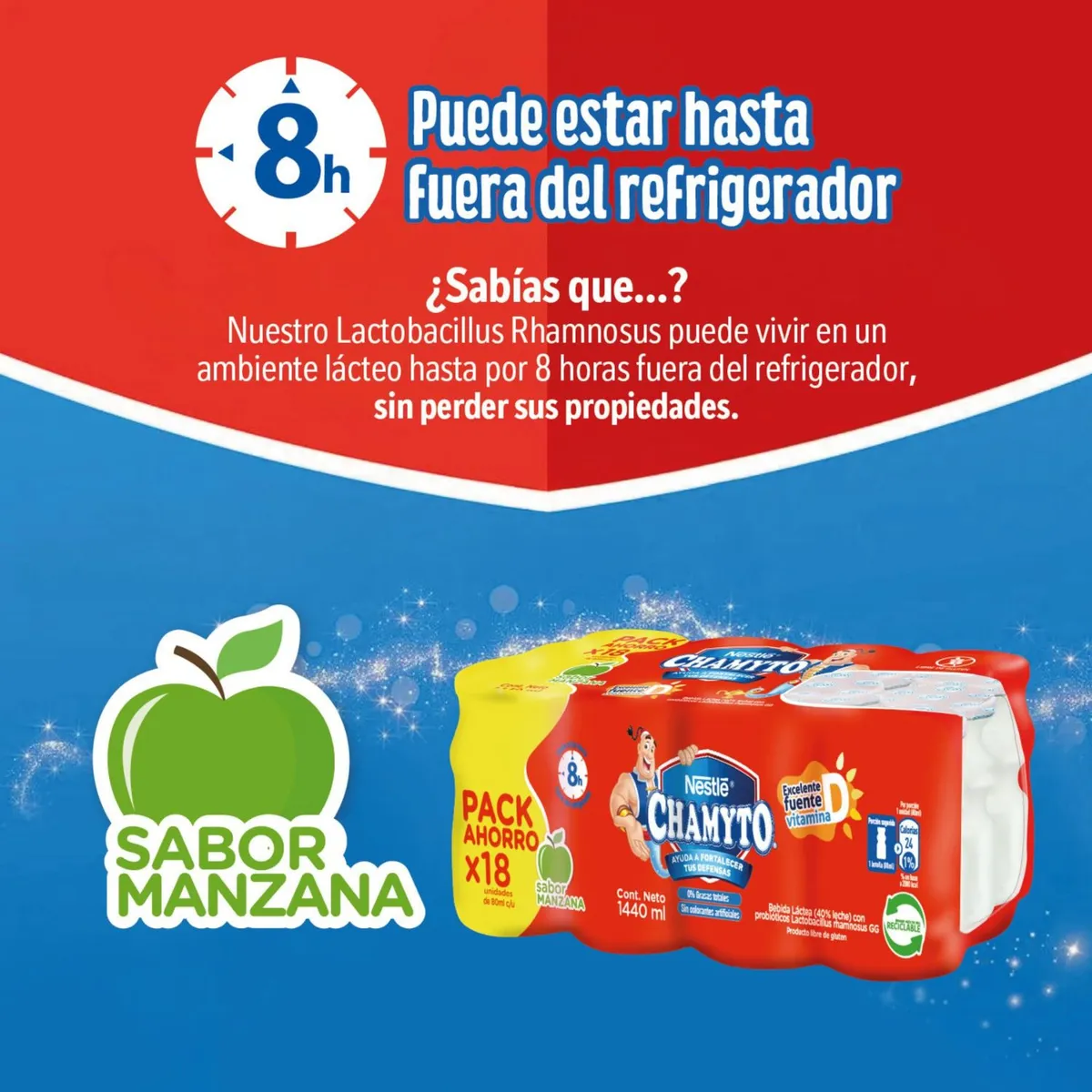 CHAMYTO - Pack Probióticos Chamyto Sabor Manzana 18 x 80 ml