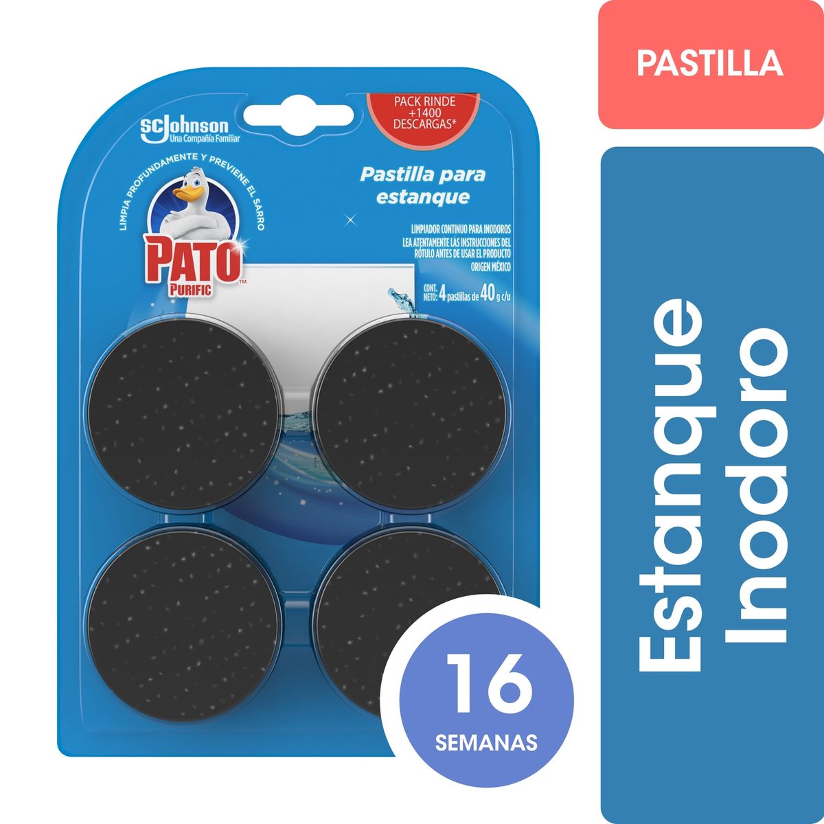 PATO PURIFIC - Pastillas para Estanque Inodoro Pato Purific Marina 4 x 160 g
