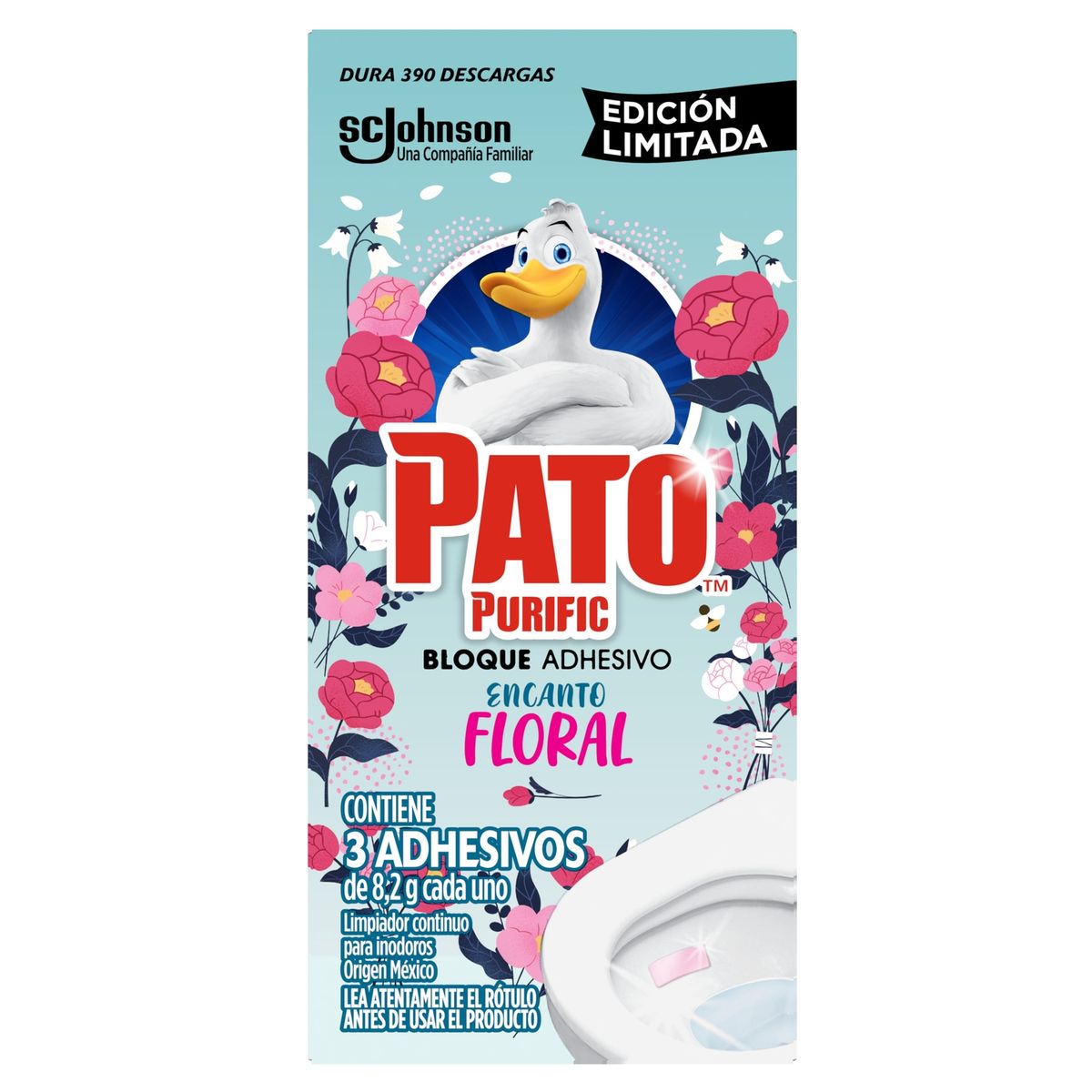 PATO PURIFIC - Limpiador Adhesivo Inodoros Pato Encanto Floral 24.6 g
