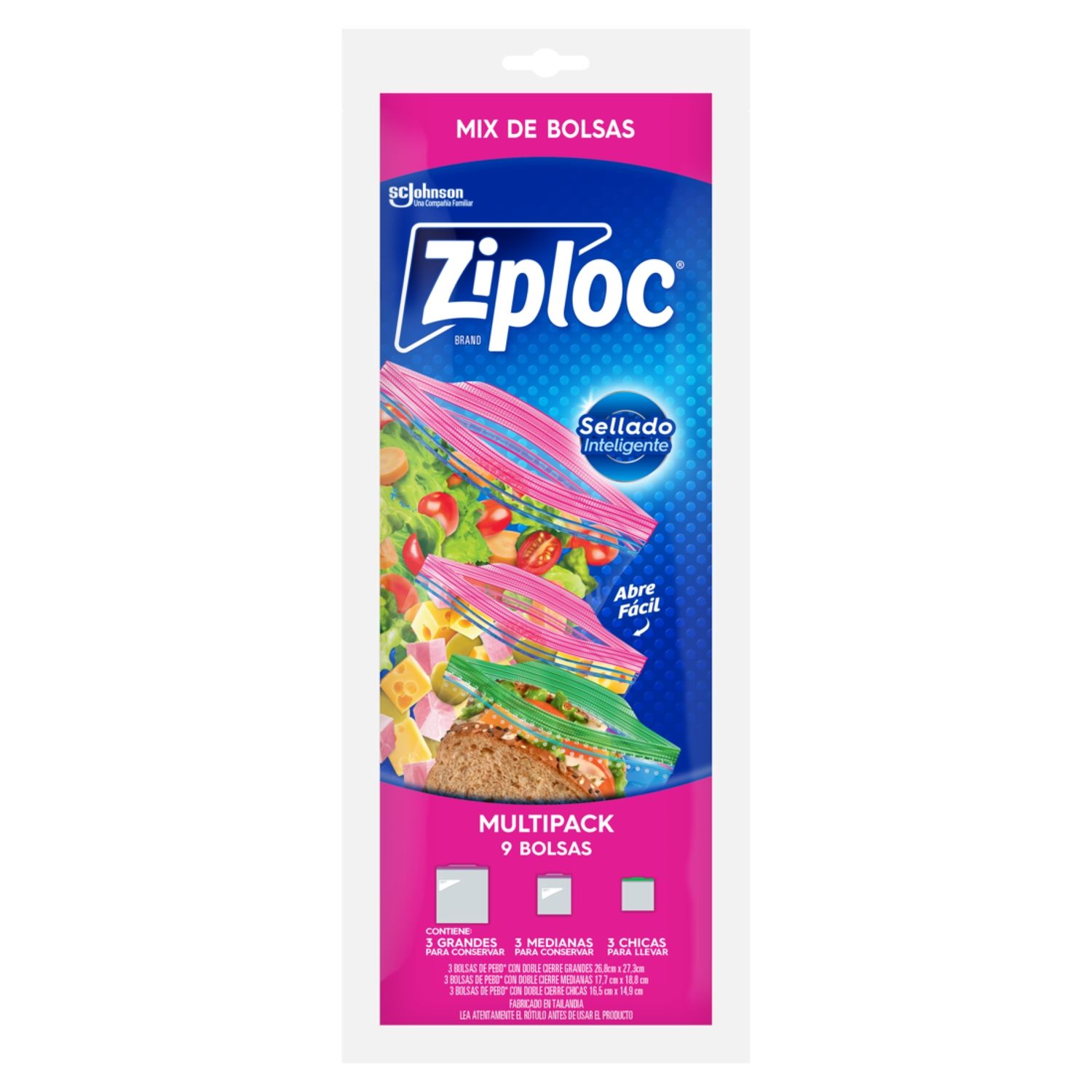 Bolsas Multipack 35 x 14 cm Ziploc 9 Un | Tottus Chile
