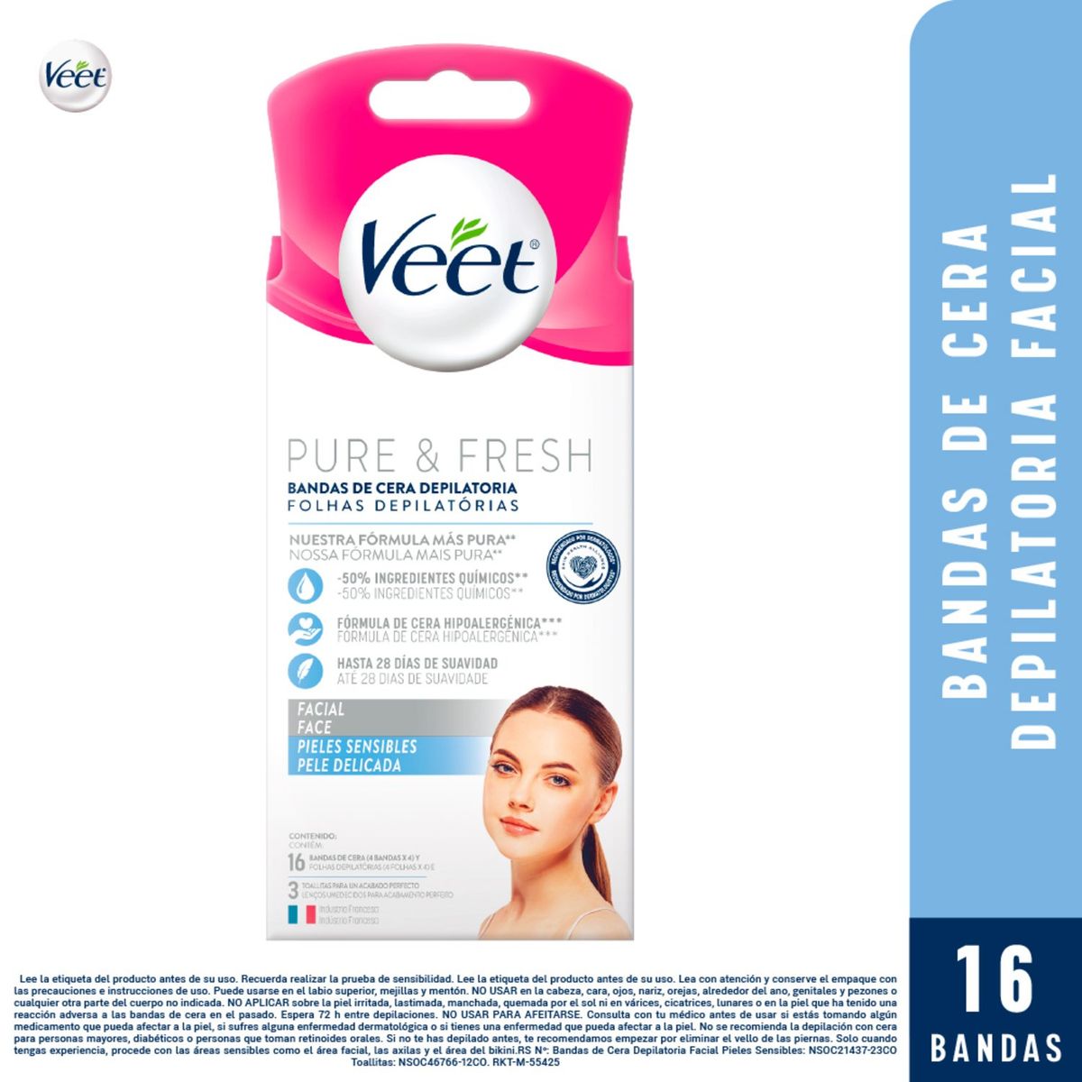 VEET - Bandas Depilatorias Facial Veet 16 Un