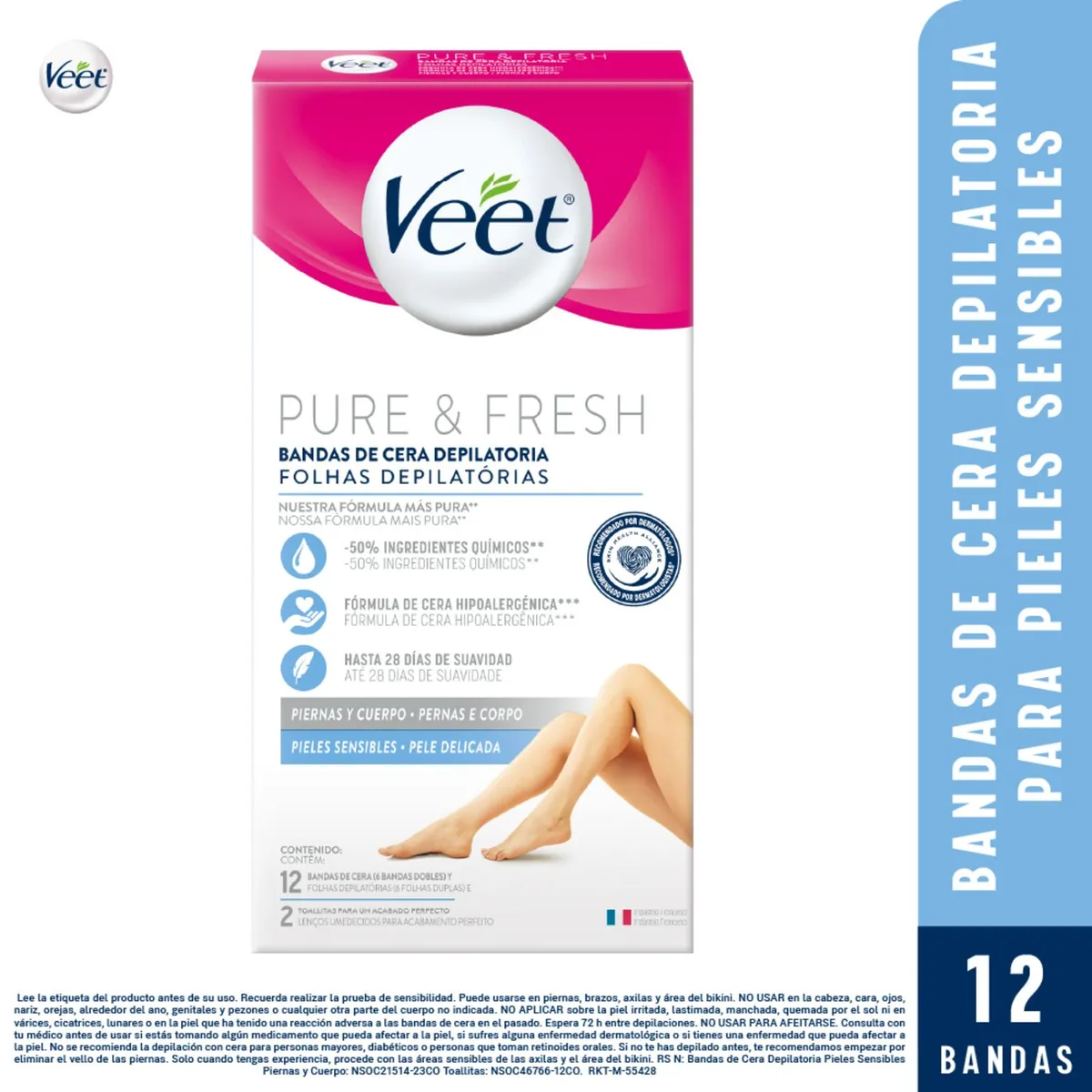 VEET - Bandas Depilatorias Corporal Veet 12 Un