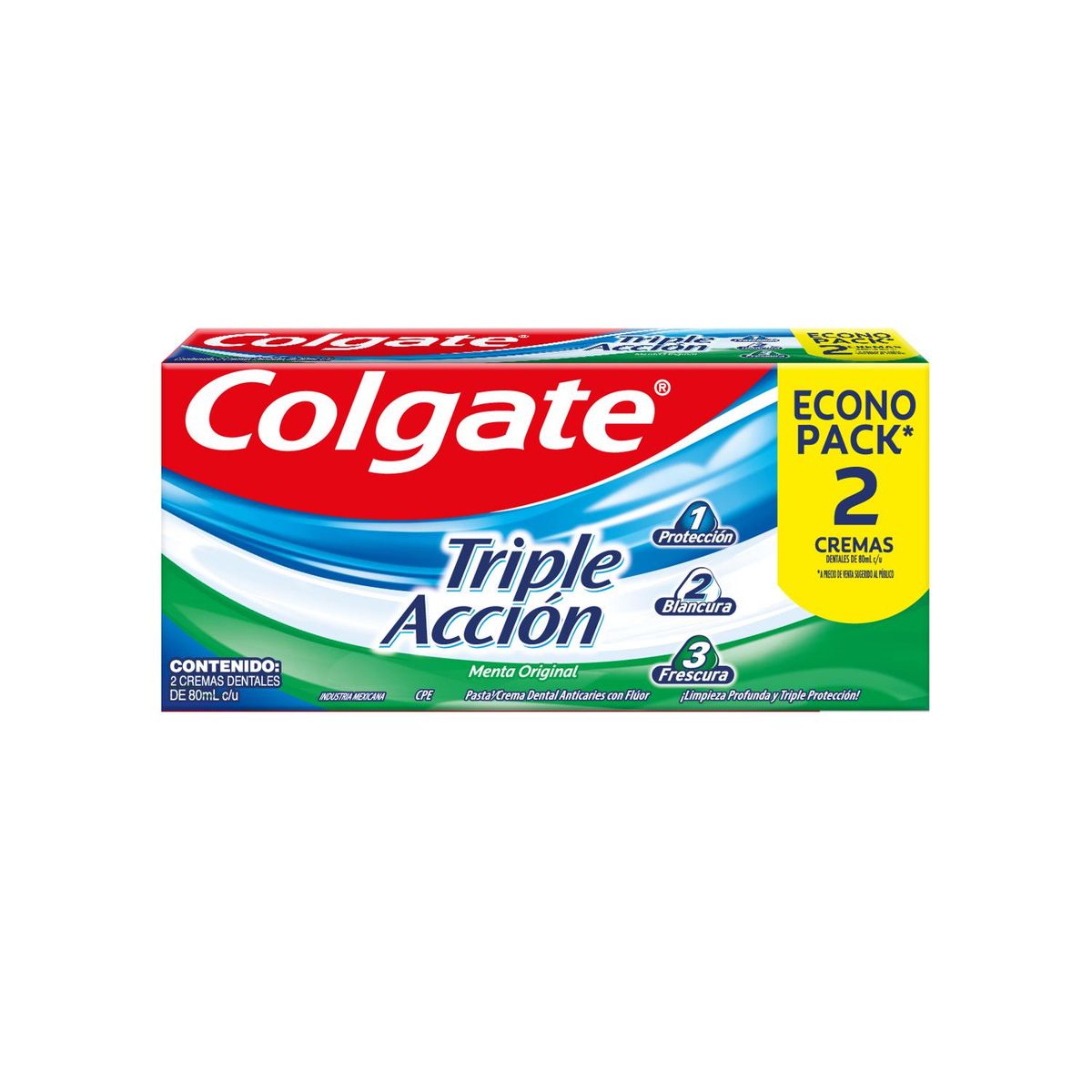COLGATE - Pack Cremas Dental Colgate Triple Acción 2 x 80 ml