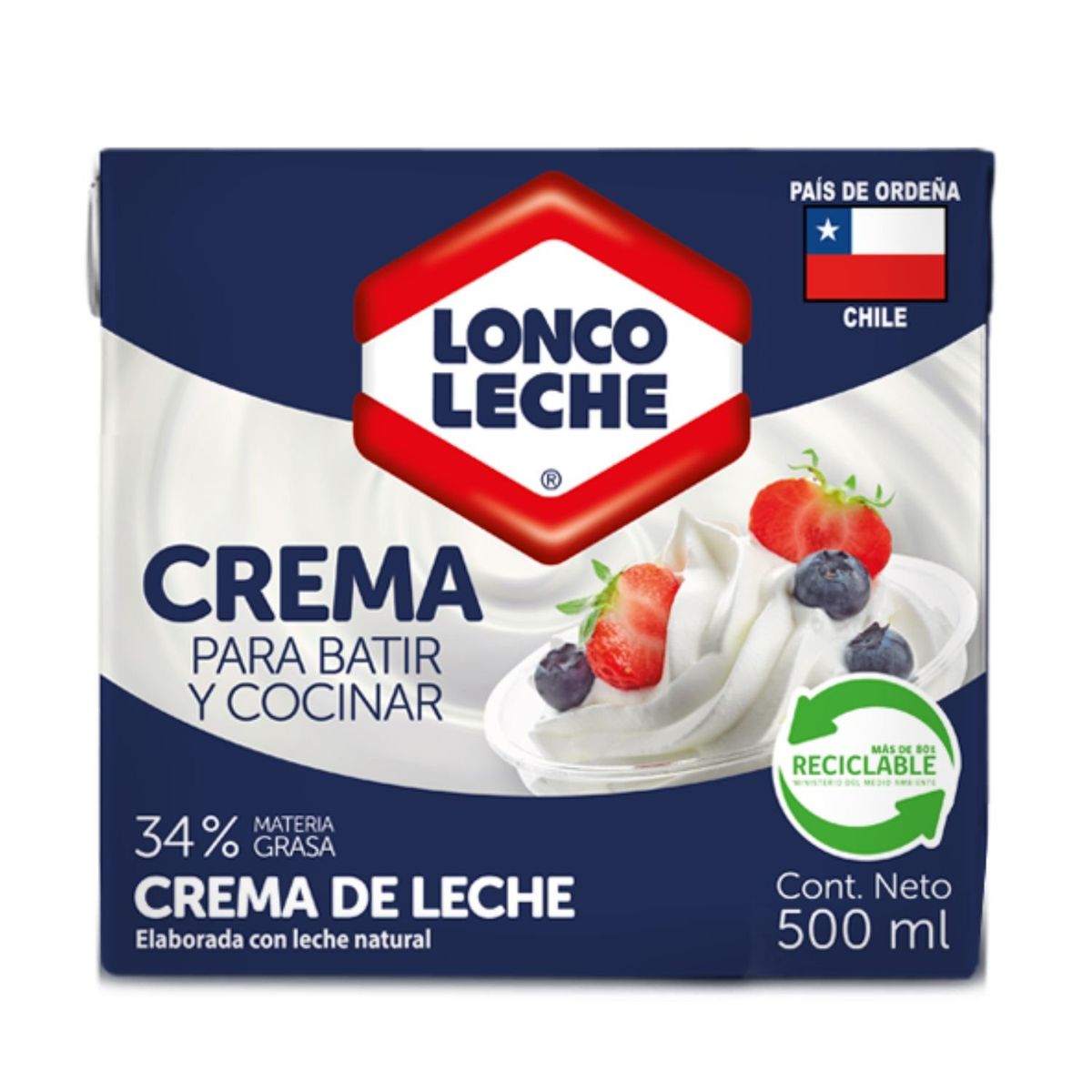 LONCOLECHE - Crema de Leche para Batir y Cocinar Loncoleche 500 ml