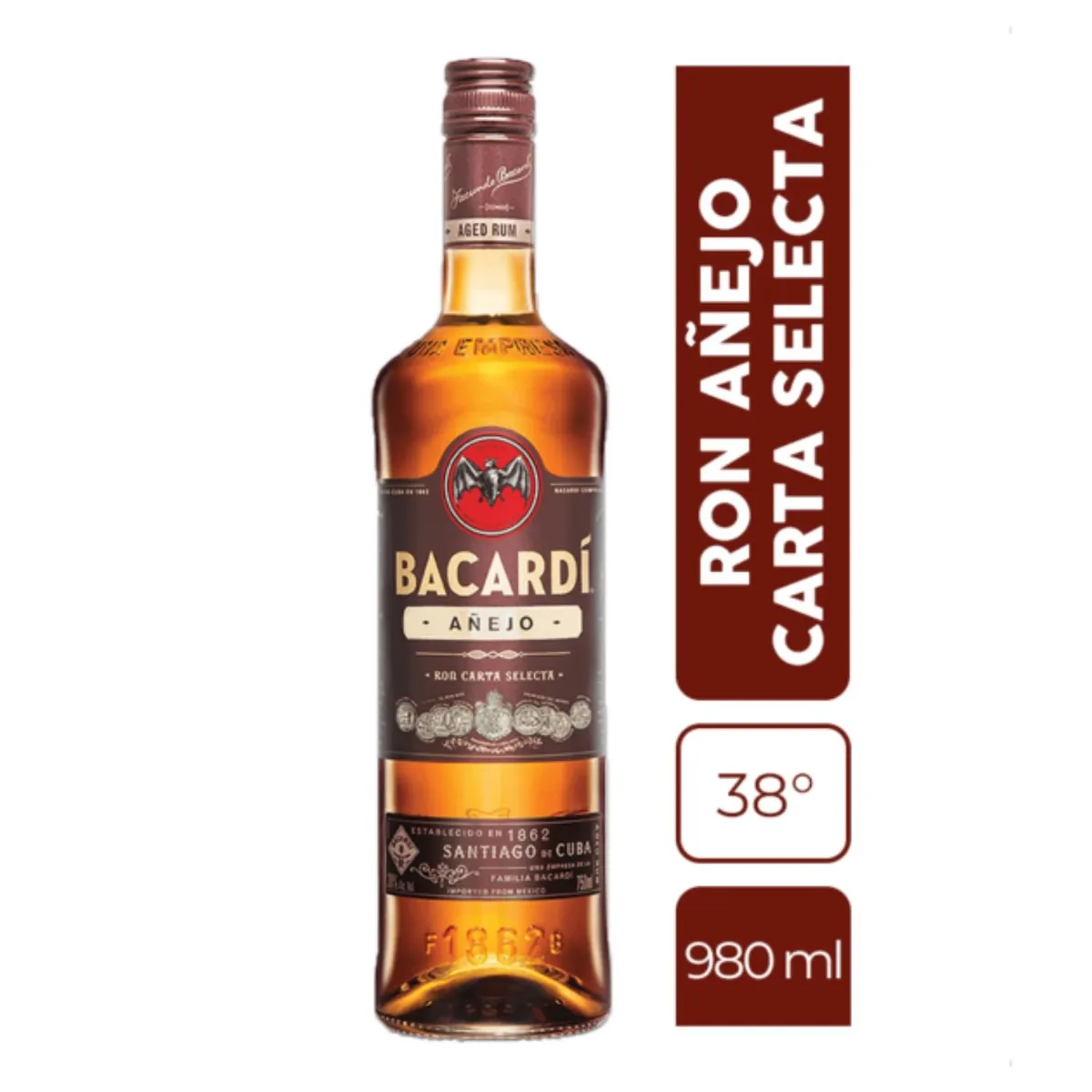 BACARDI - Ron Añejo Bacardi 38° 980 cc