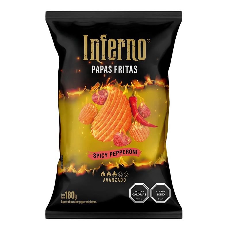 INFERNO - Papas Fritas Inferno Spicy Pepperoni 180 g