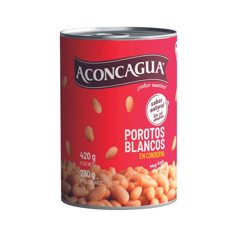 ACONCAGUA - Conserva Porotos Blancos Aconcagua Sin Sal 420 g