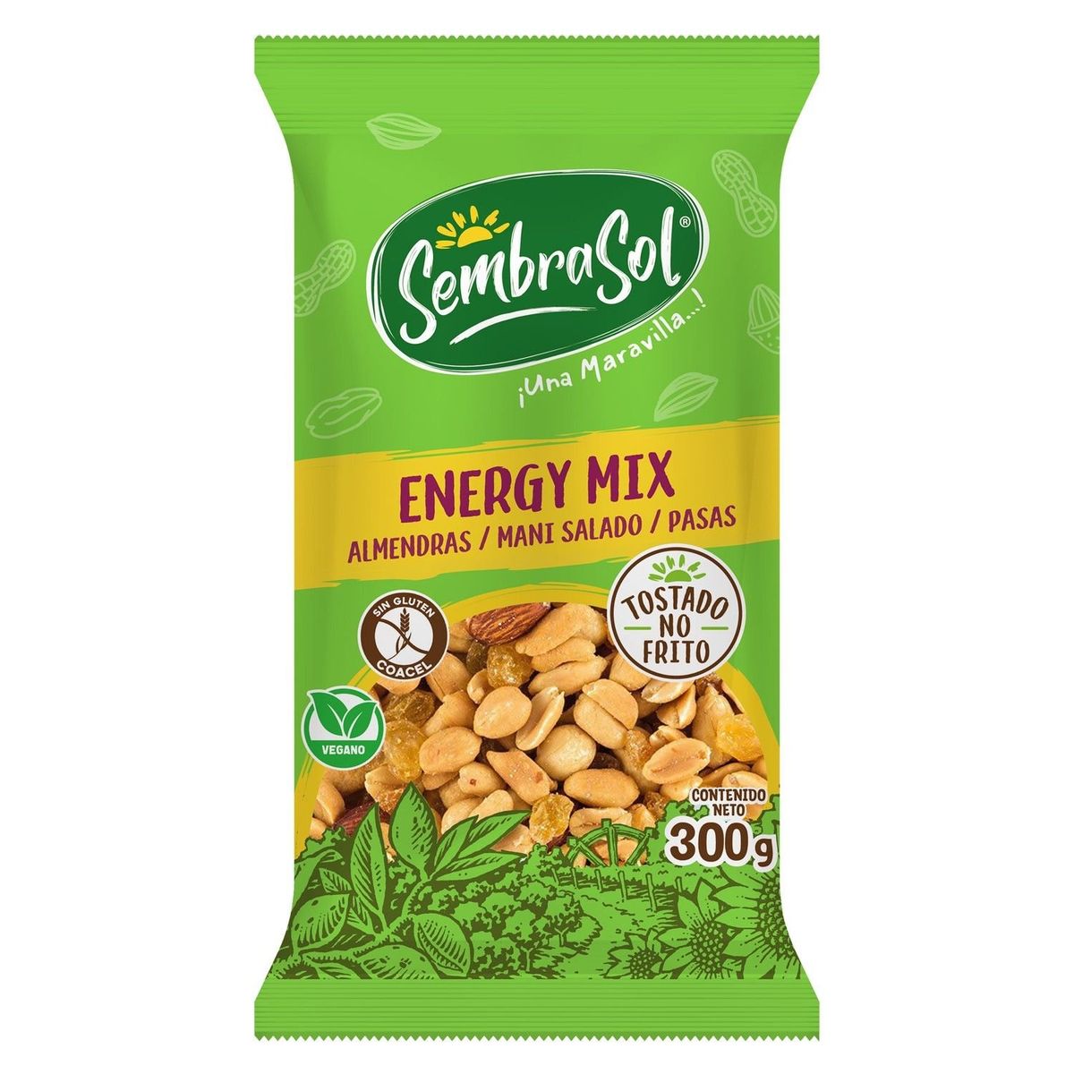 SEMBRASOL - Mix Energy Almendras, Pasas y Maní Salado Sembrasol 300 g