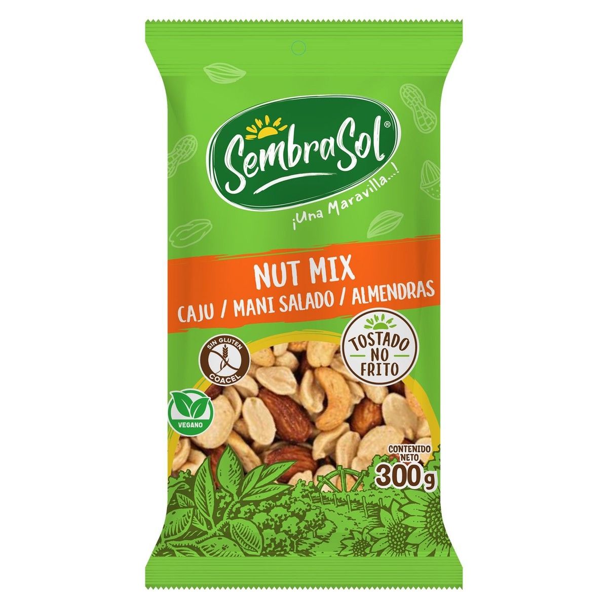 SEMBRASOL - Mix Nut Castañas de Caju, Almendras y Maní Salado Sembrasol 300 g
