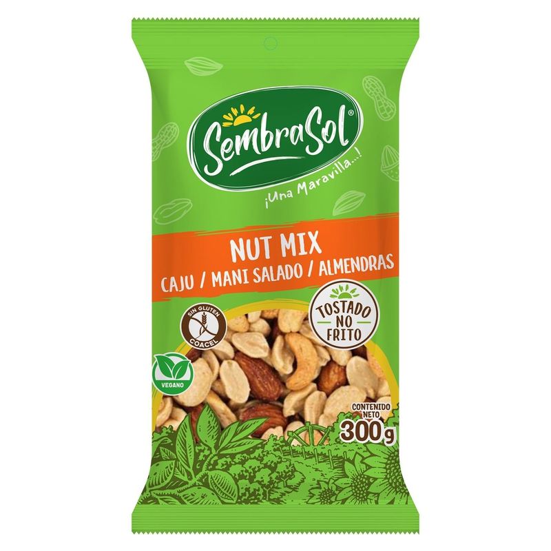 SEMBRASOL - Mix Nut Castañas de Caju, Almendras y Maní Salado Sembrasol 300 g