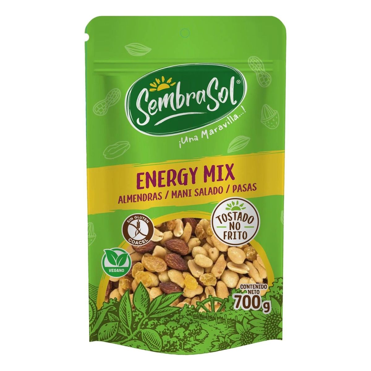 SEMBRASOL - Mix Frutos Secos Energy Mix Almendras, Maní y Pasas Sembrasol 700 g