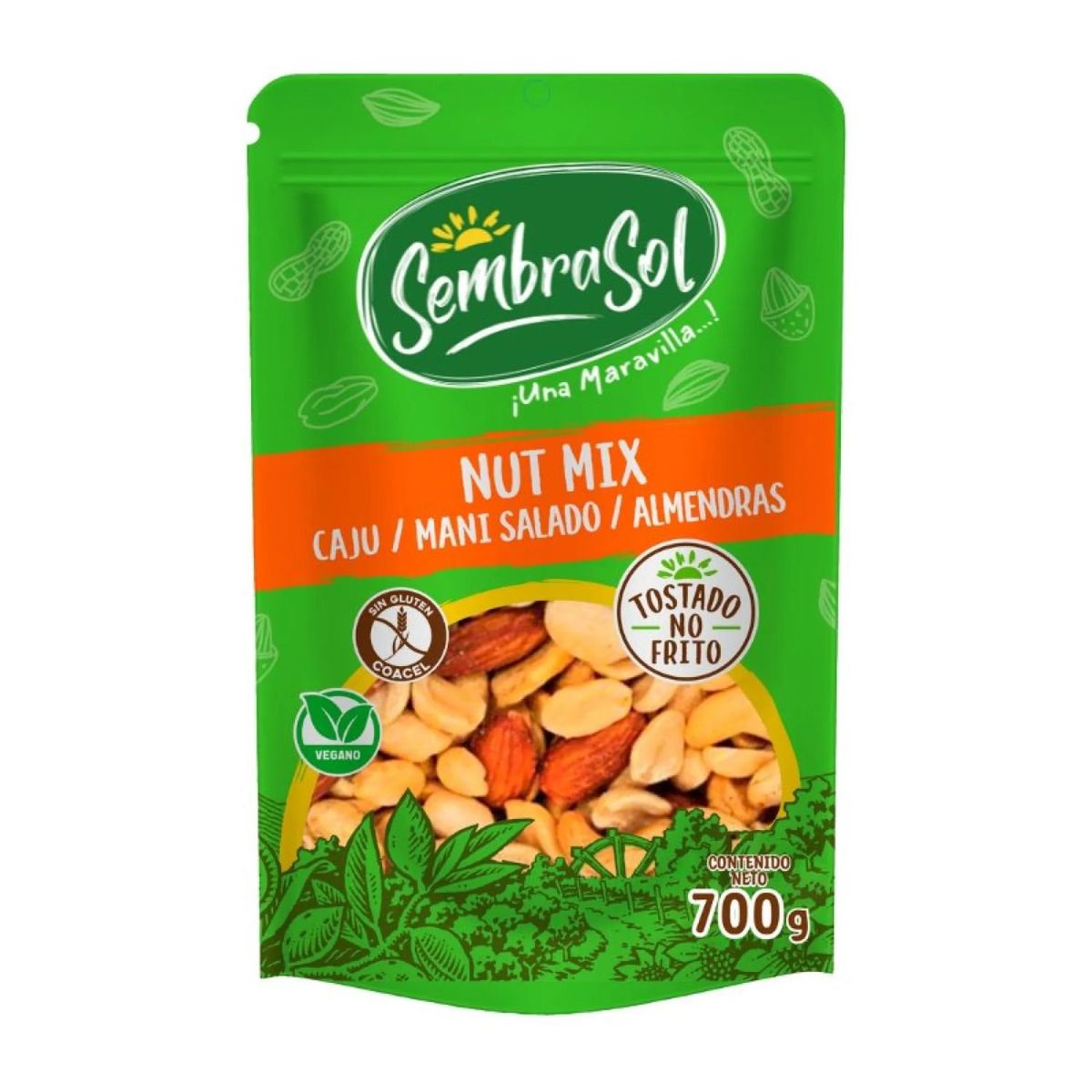 SEMBRASOL - Mix Frutos Secos Nut Mix Castañas de Cajú, Maní y Almendras Sembrasol 700 g