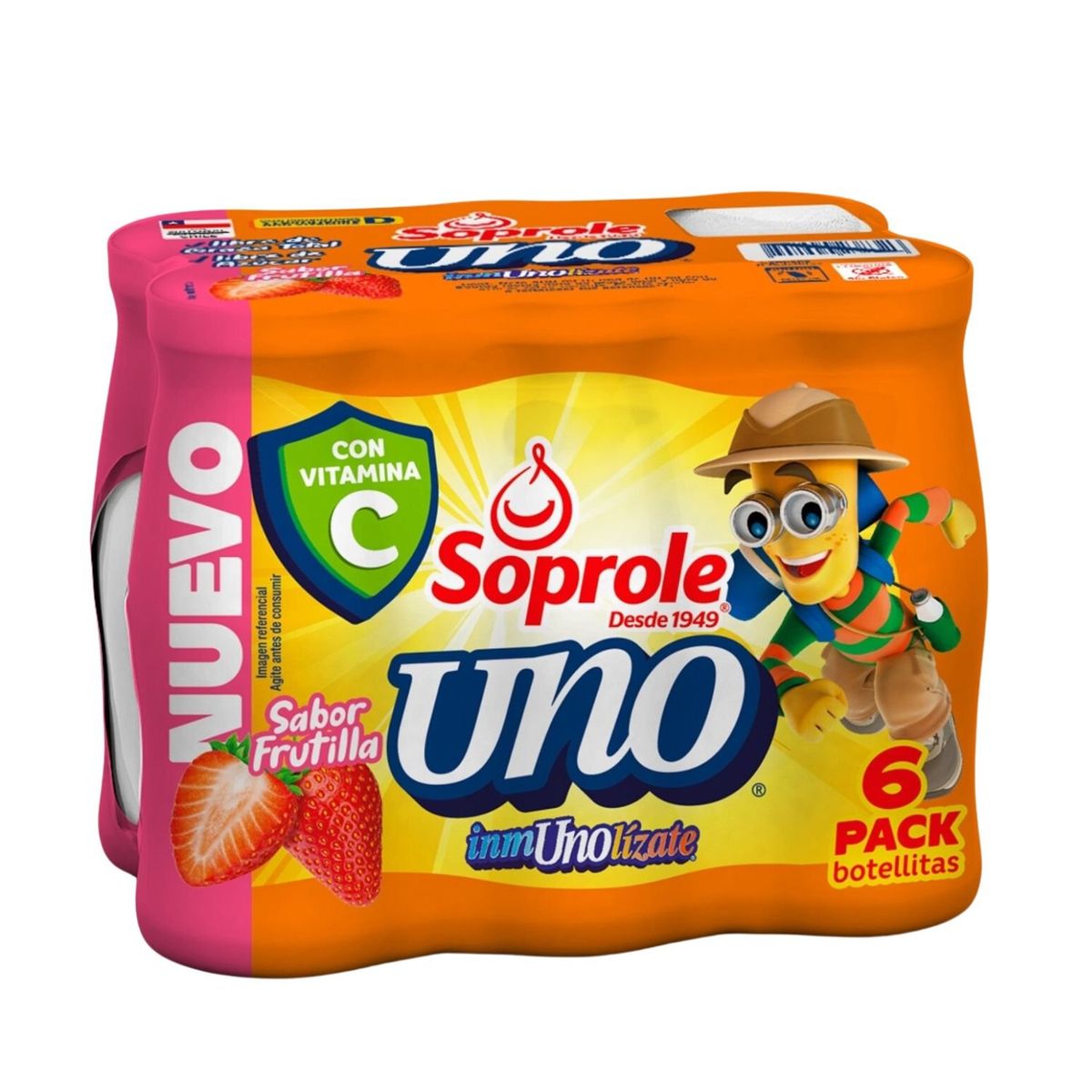 SOPROLE - Probióticos Uno Vit C Sabor Frutilla Soprole 6 x 80 ml