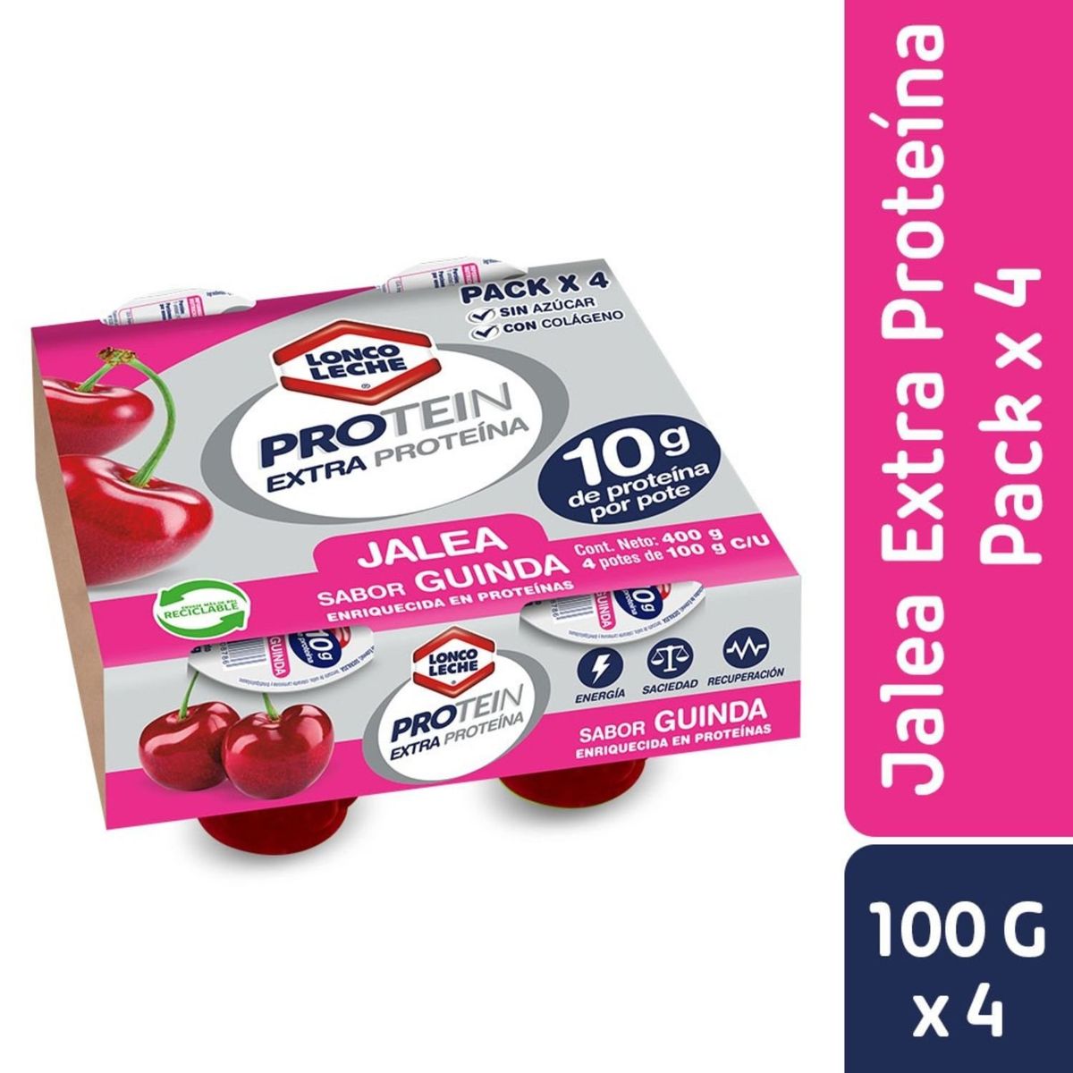 LONCOLECHE - Pack Jalea Protein Sabor Guinda Loncoleche 4 x 100 g