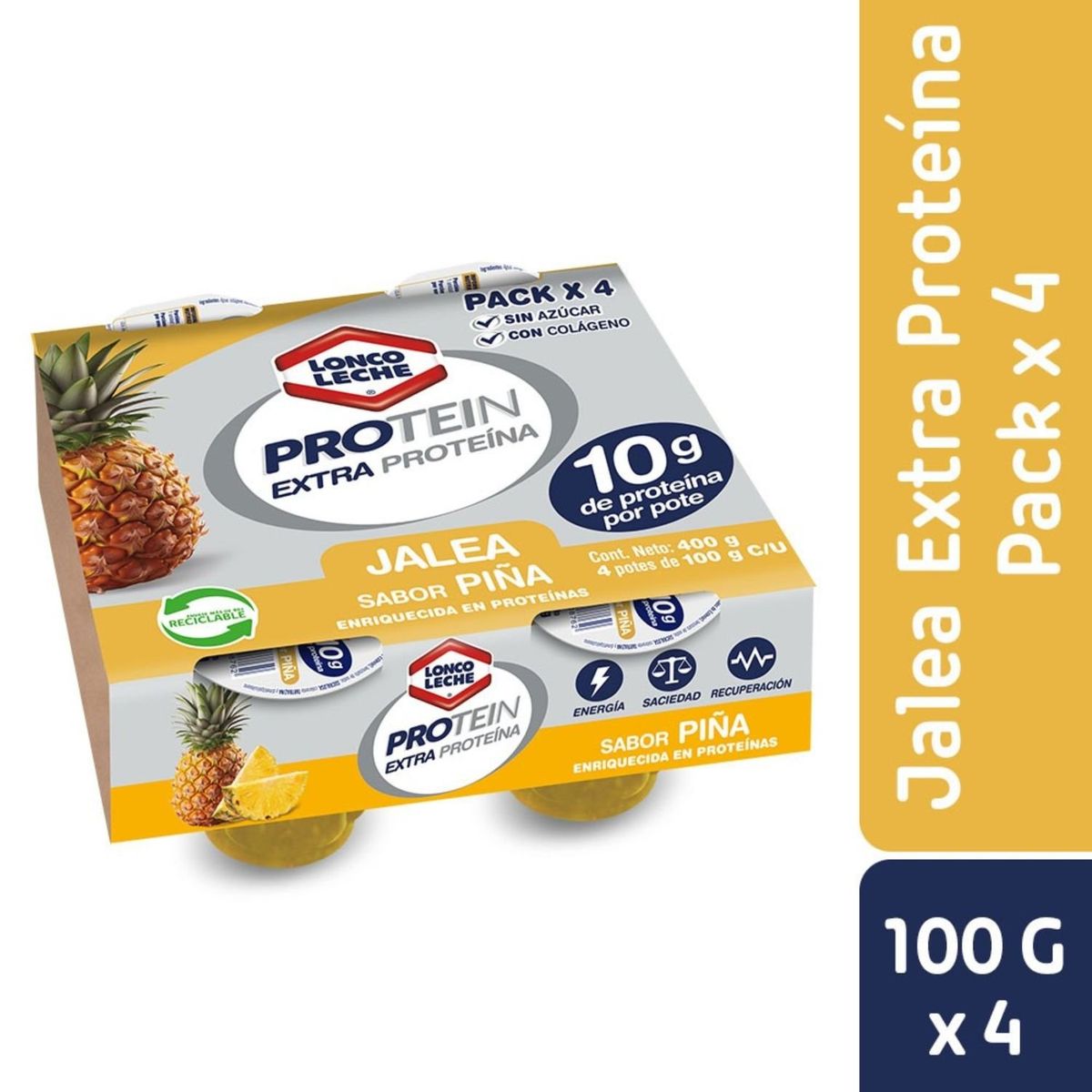 LONCOLECHE - Pack Jalea Protein Sabor Piña Loncoleche 4 x 100 g